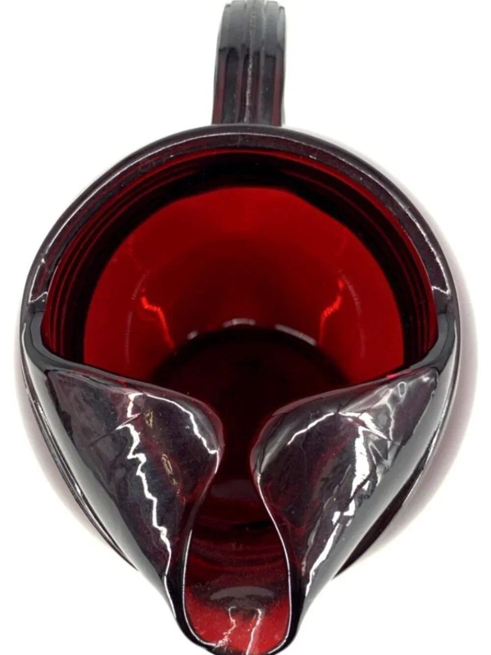 Anchor Hocking Royal Ruby Red Glass Small Tilt Ball Pitcher Ice Lip 6